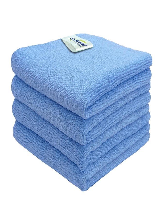 SOFTSPUN Microfiber Cleaning Cloths, 50x50cms 4pcs Towel Set 340 GSM Sky Blue. Highly Absorbent Lint and Streak Free Multipurpose Wash Cloth for Kitchen Car Window Stainless Silverware. - Image 1